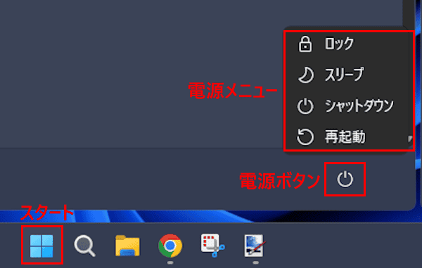 Windows11のシャットダウン選択画面