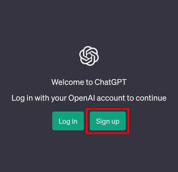 スマホのChatGPT登録画面