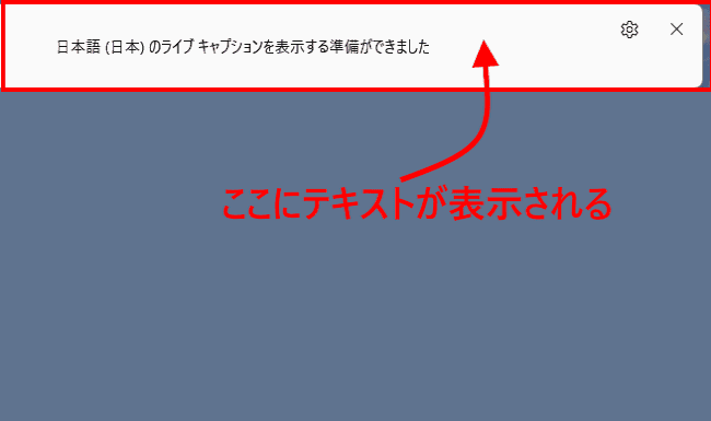 ライブキャプションの設定画面