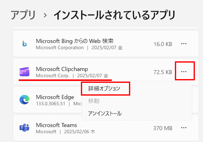 Windows 11のアプリの種類確認画面