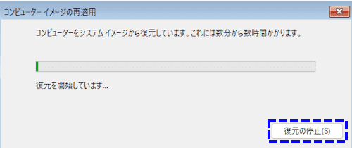 Windows11によるシステムイメージ復元画面