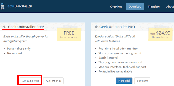 Geek Uninstallerの使い方画面