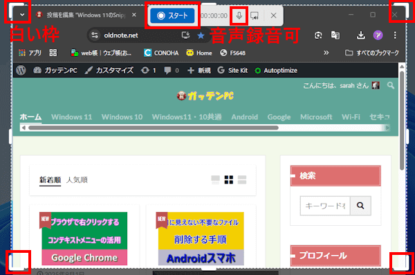 Snipping Toolの使い方画面