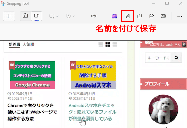 Snipping Toolの使い方画面