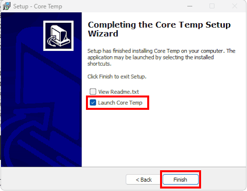 Core Tempのインストール画面