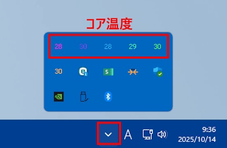 Core Tempの使い方画面