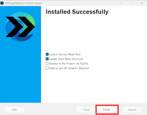 MSEdgeRedirect の使い方画面