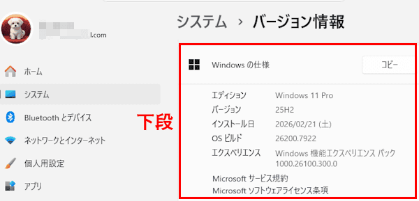 Windows 11の設定画面