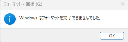 フォーマットエラーの画面