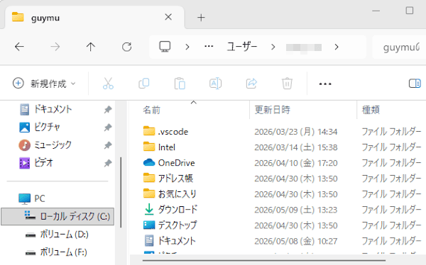 エクスプローラー画面