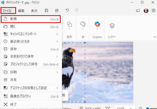 ペイントによるアイコン作成画面